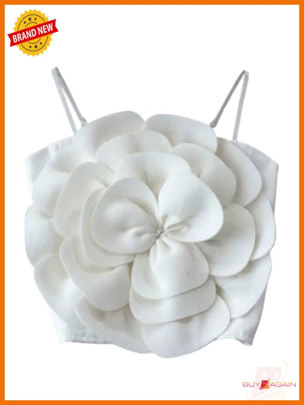 Flower Applique Sleeveless Crop Tank Top Slim Fit Adjustable Straps
